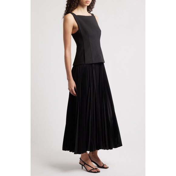🆕 ACLER Hollinshill Pleated Sleeveless Maxi Dress Black 8 - Picture 3 of 11
